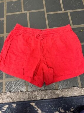 J. Crew Bright Red High-Waist Drawstring Shorts